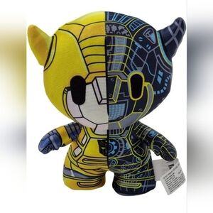 Split Color Plush Toy with Circuit Design and Large Eyes